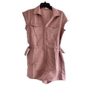 BB DAKOTA STEVE MADDEN light & dark mauve stripes buttons adjustable waist belts